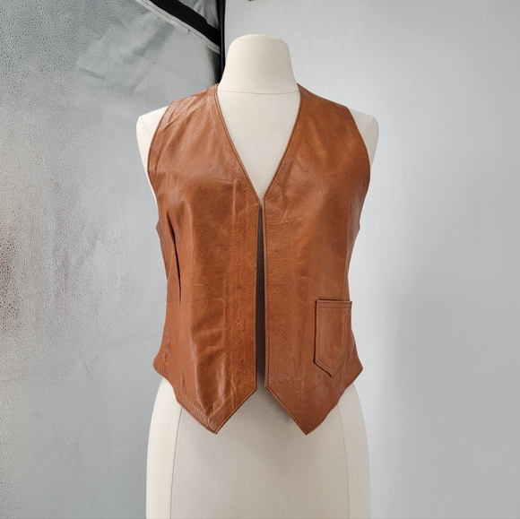 Brother Gambit Slick Vintage 70s Leather Vest Size Small Boho Western Southwest